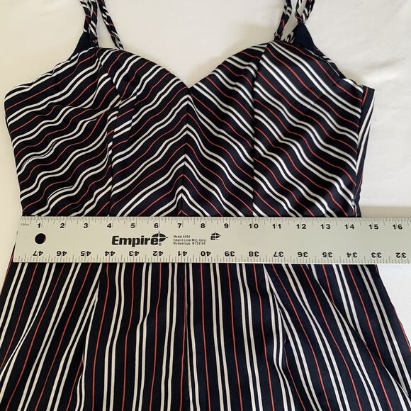 Thread Story Jumpsuit Women L Navy Red Stripe Wide Leg Boho USA Patriotic July 4 - Picture 9 of 15